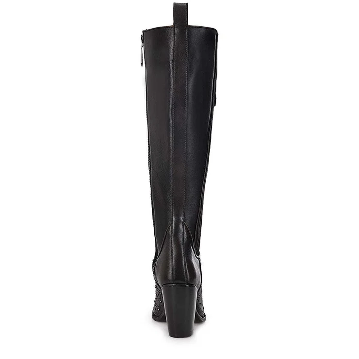 Tall Dark Brown Boot With Crystals