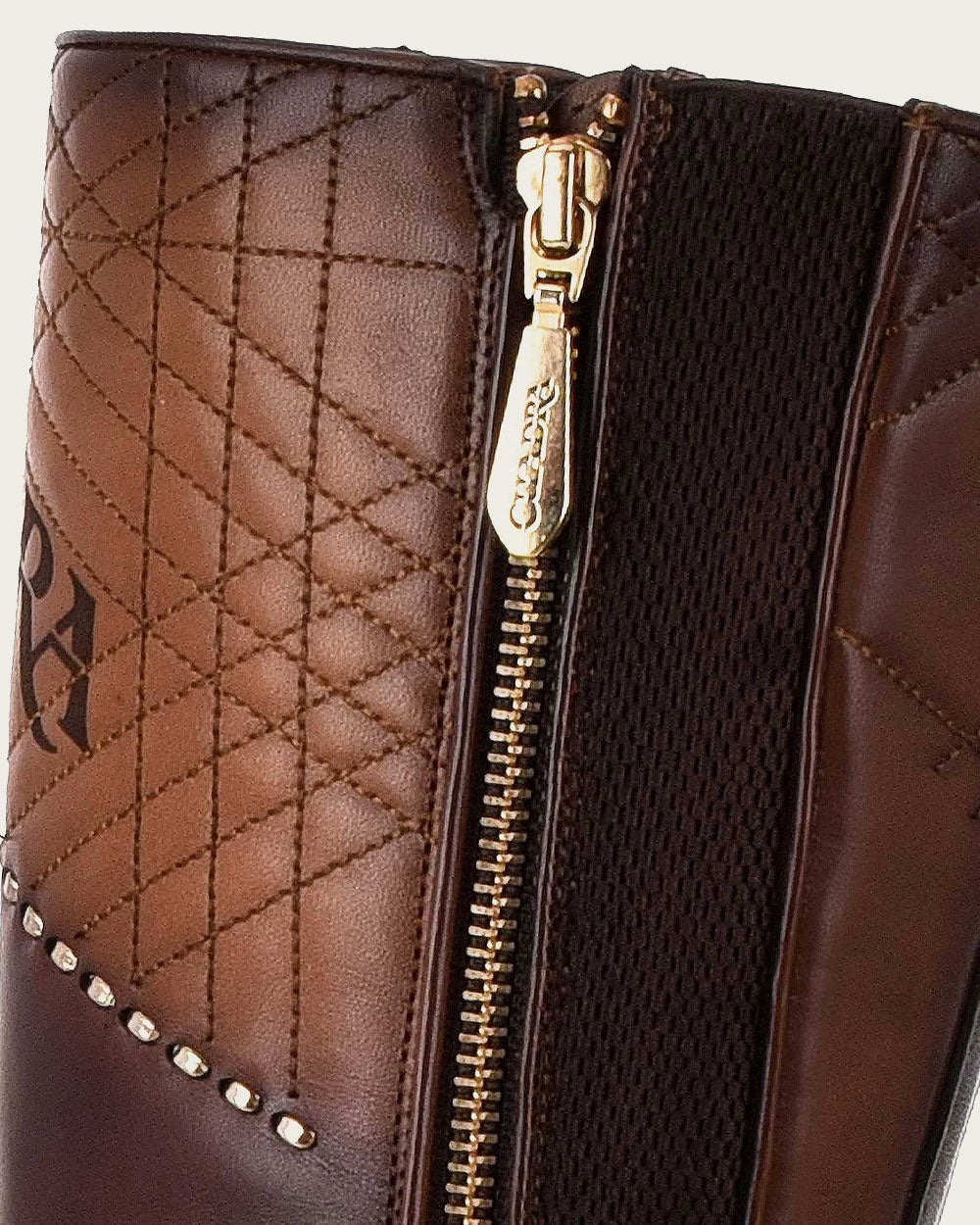 Tall Engraved Brown Exotic Boot