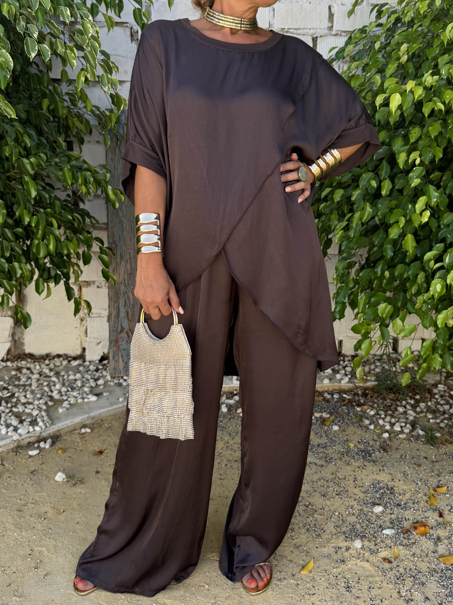 Loose Satin Two Pieces Set