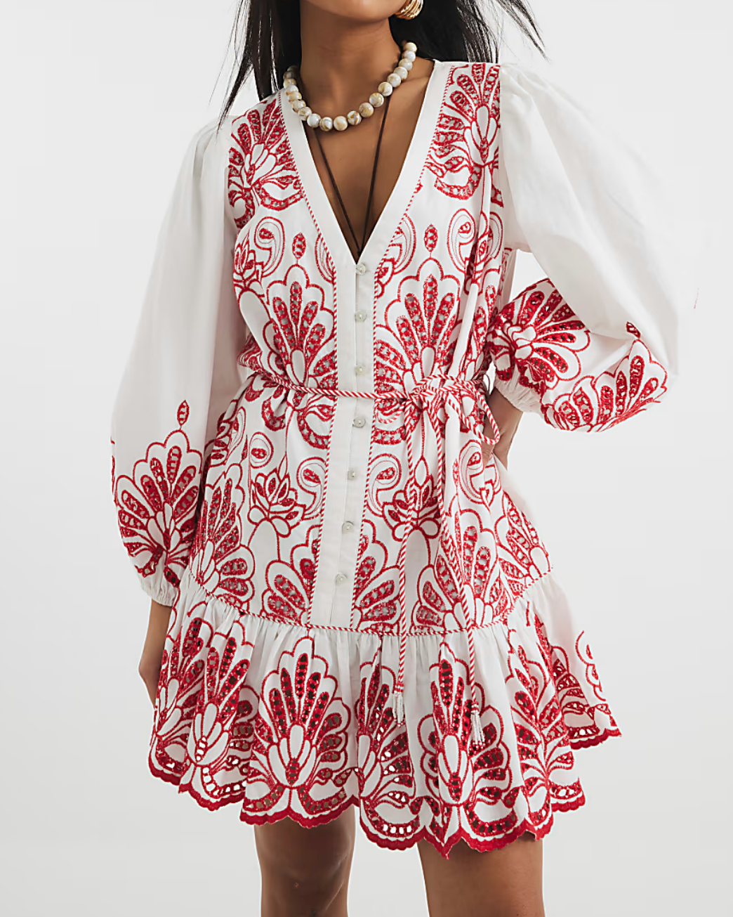 Petite White Long Sleeve Poplin Shirt Dress