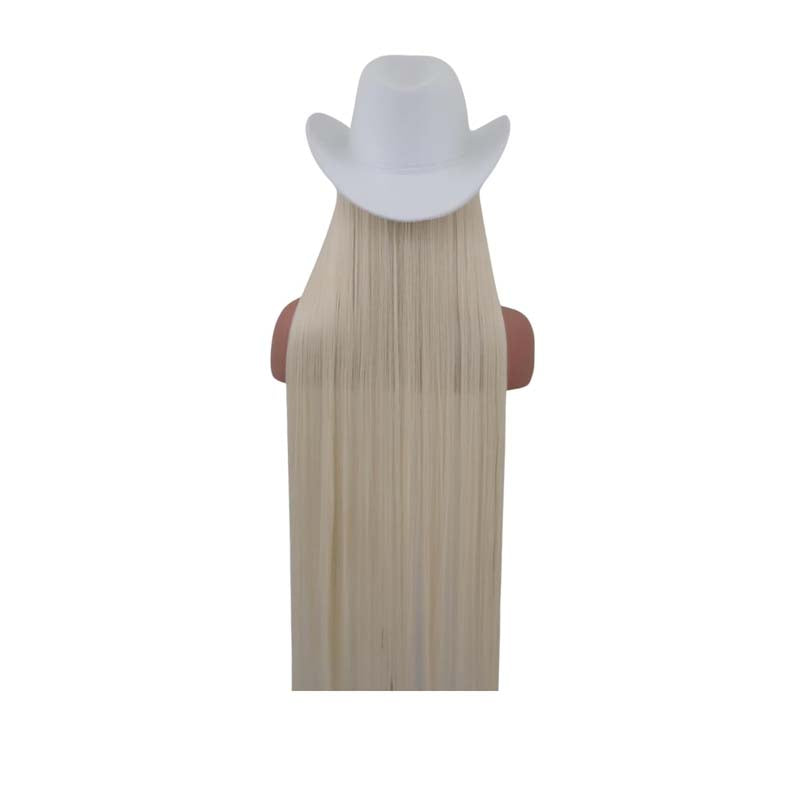 Platinum Blonde Cowboy Hat Wig