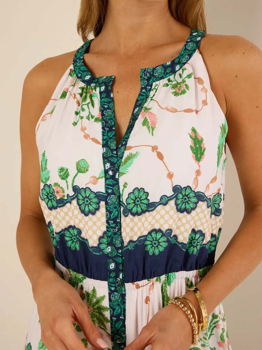 Floral Print Button-front Sleeveless Maxi Dress