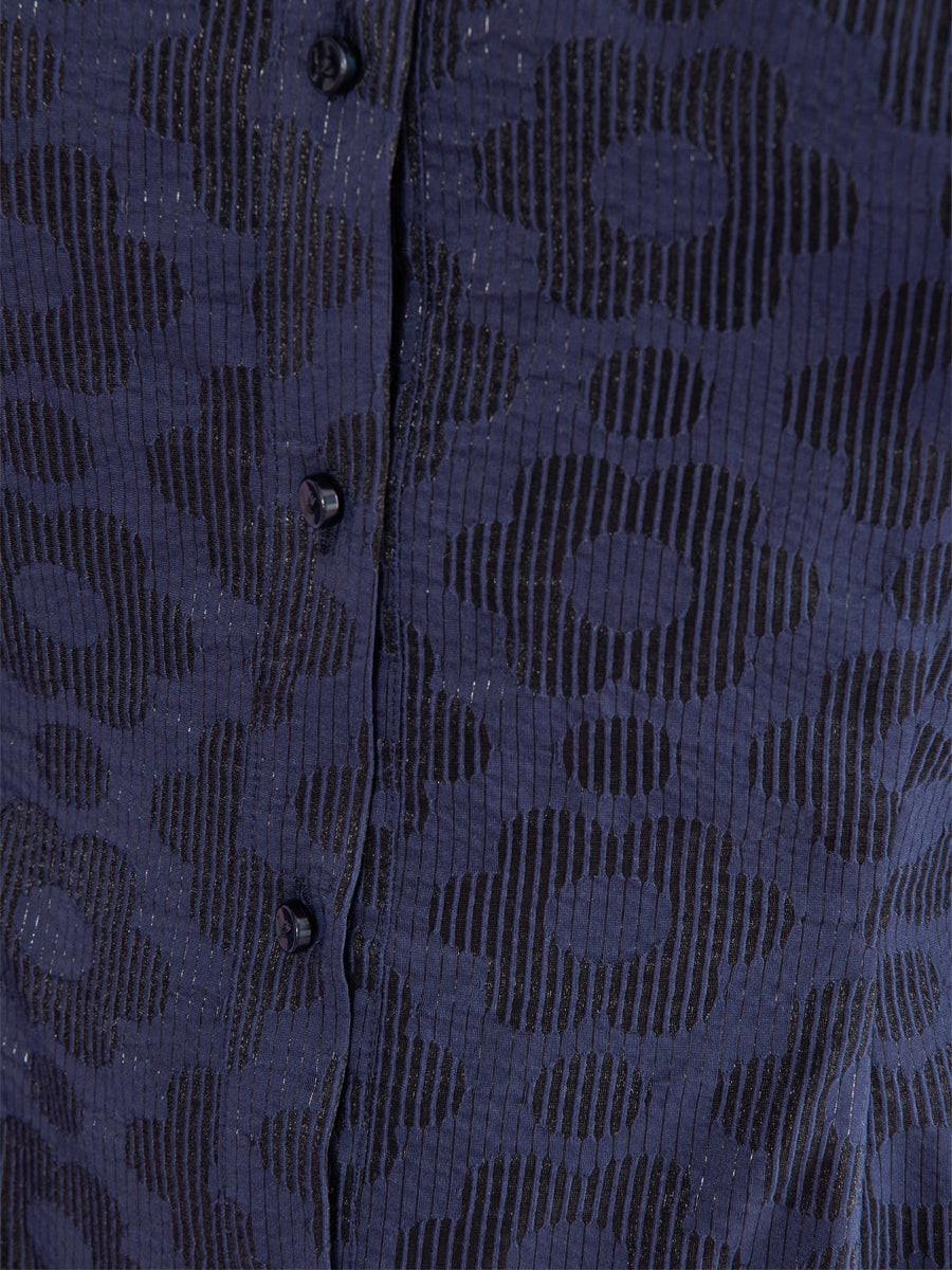 Short Flounced Sleeve Shirt Collar Dress