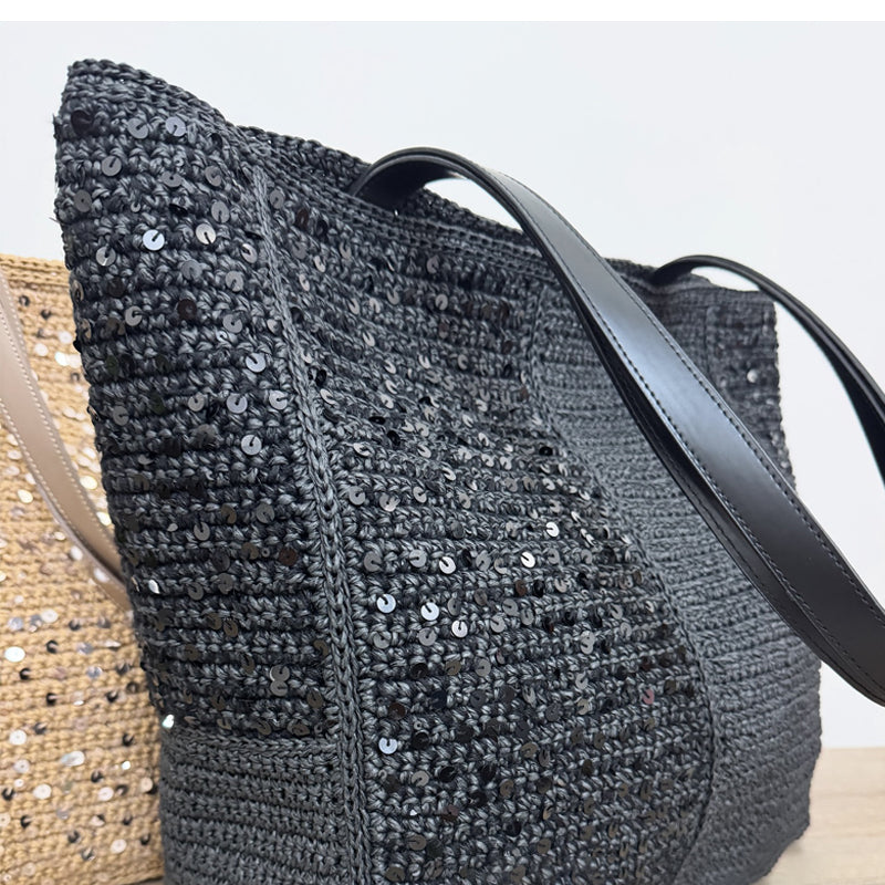 Sequined Woven Large Capacity Casual Bag Underarm Bag