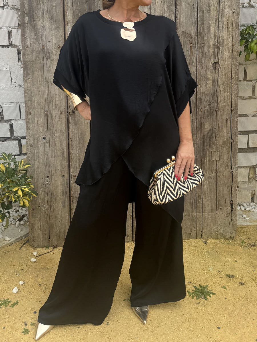 Loose Satin Two Pieces Set