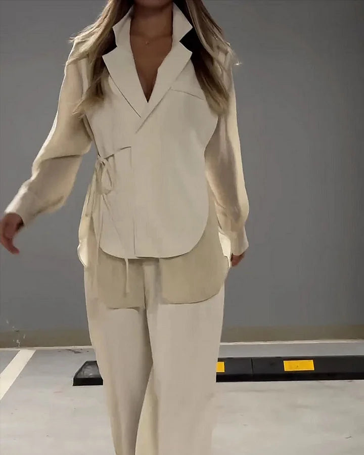 Ice silk breathable loose shirt and pants two-piece set