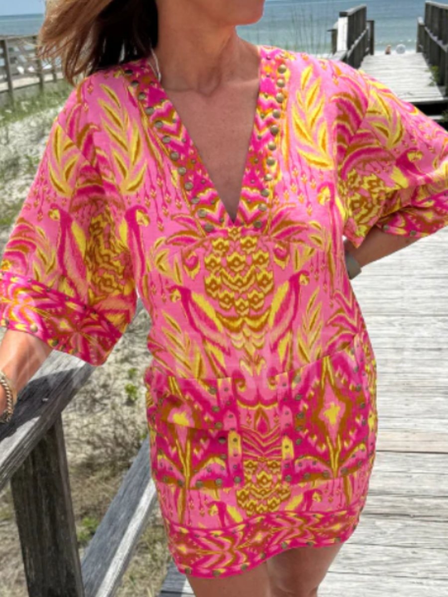 V-Neck Printed Dress