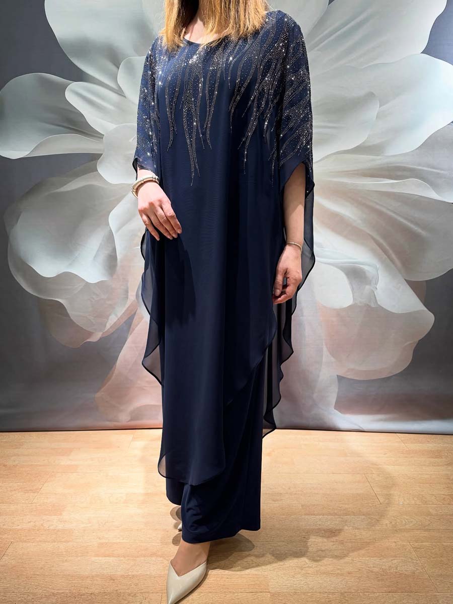 Chiffon Shinny V Neck Top & Jumpsuit