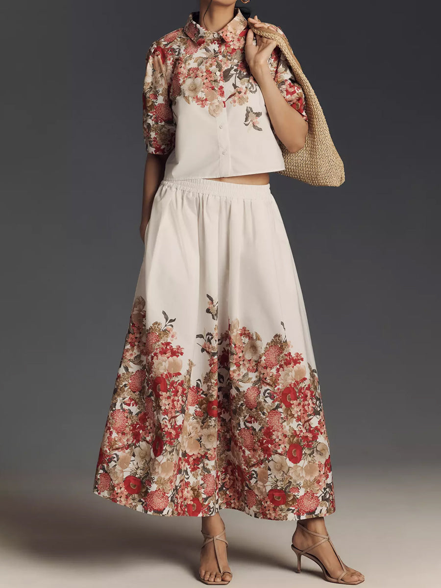 Floral Print Two Pieces Dress