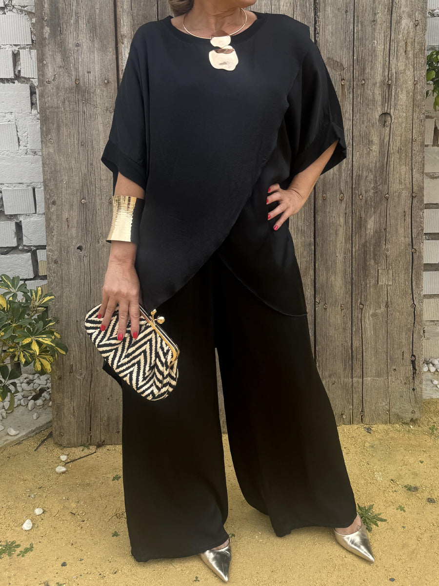 Loose Satin Two Pieces Set