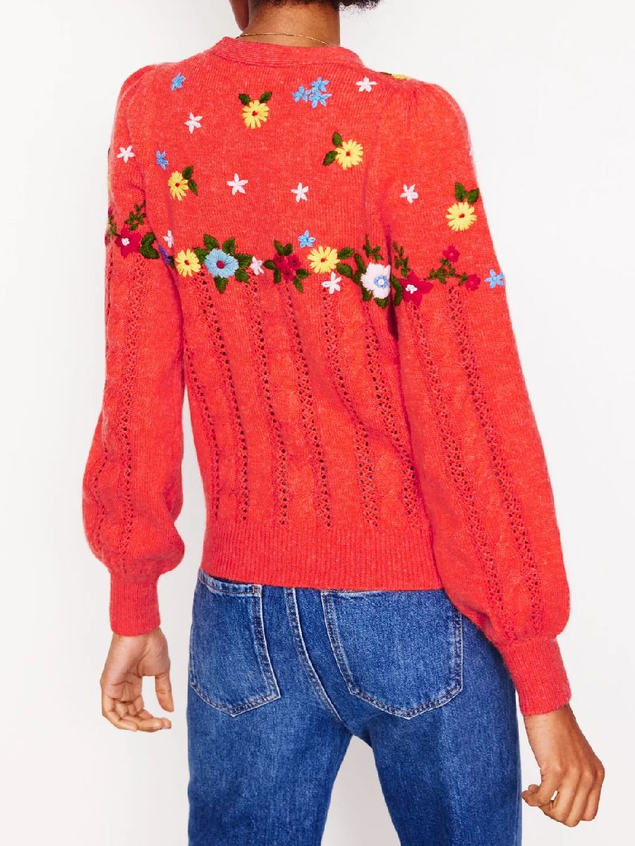 Fluffy Embroidered Cardigan