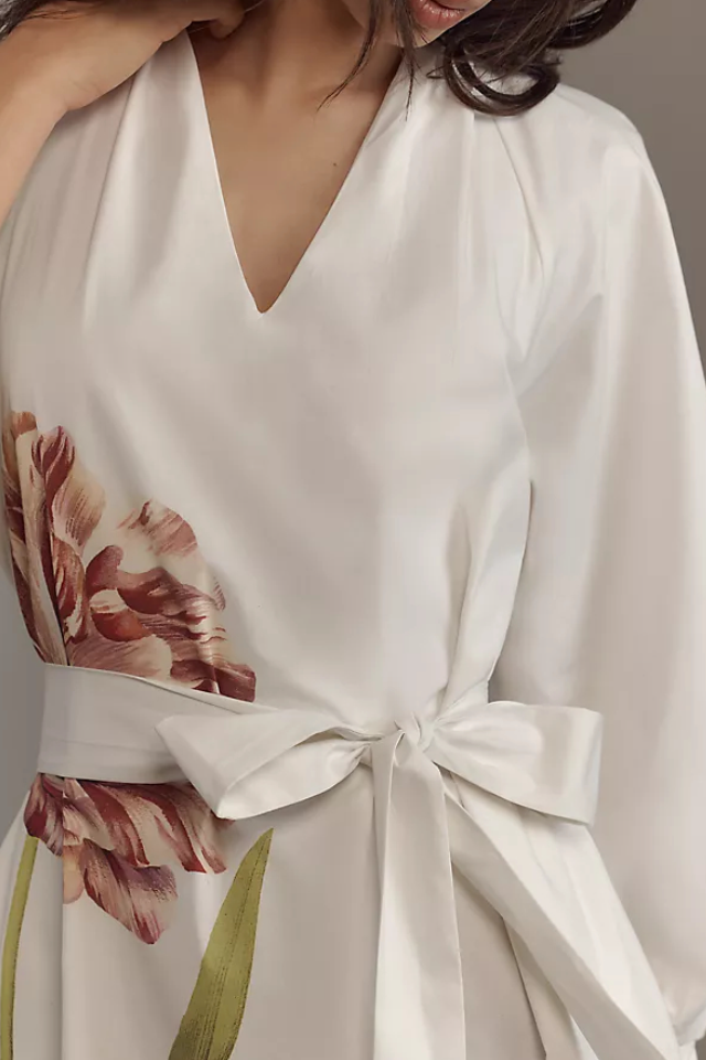 Belted V-Neck Midi Dress
