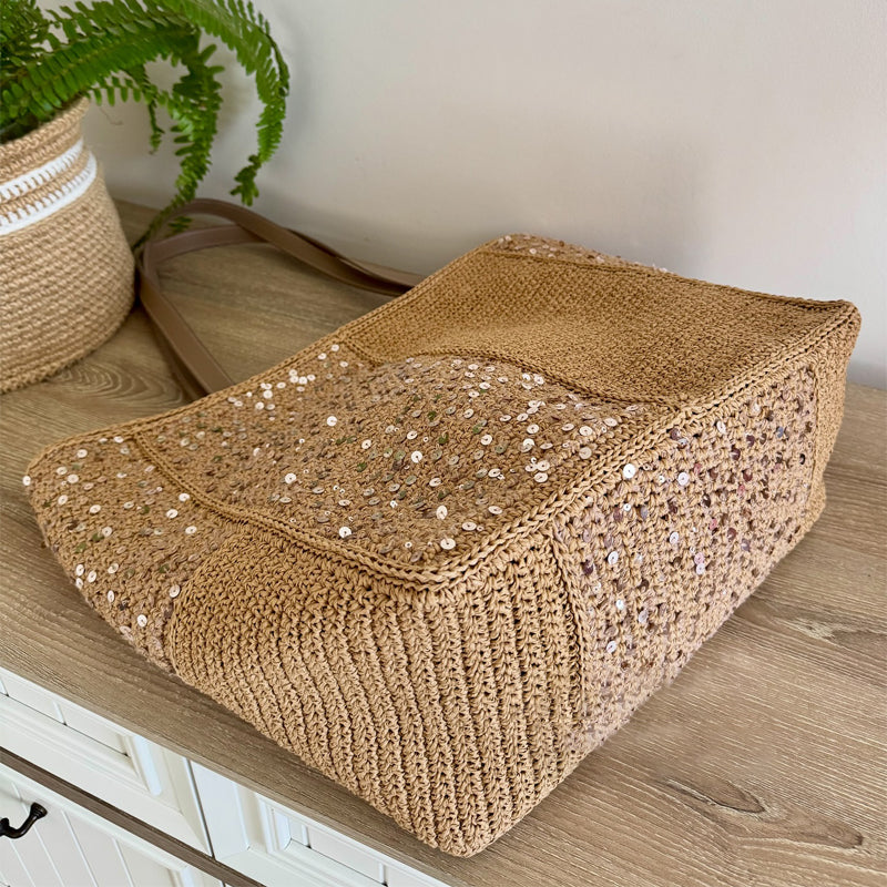 Sequined Woven Large Capacity Casual Bag Underarm Bag