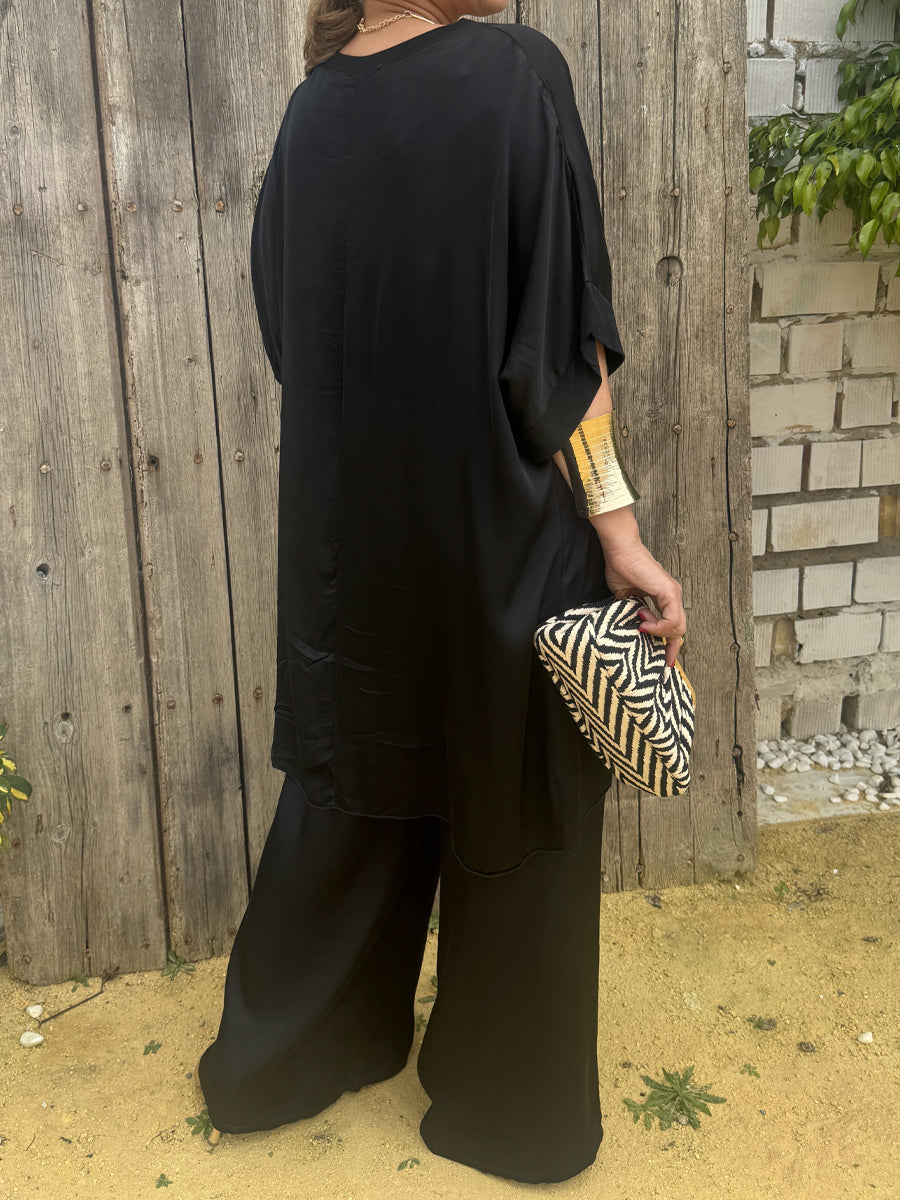 Loose Satin Two Pieces Set