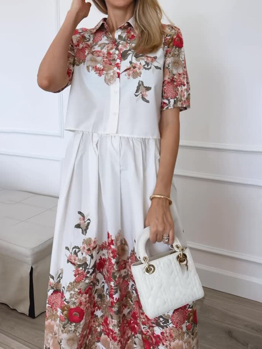 Floral Print Two Pieces Dress
