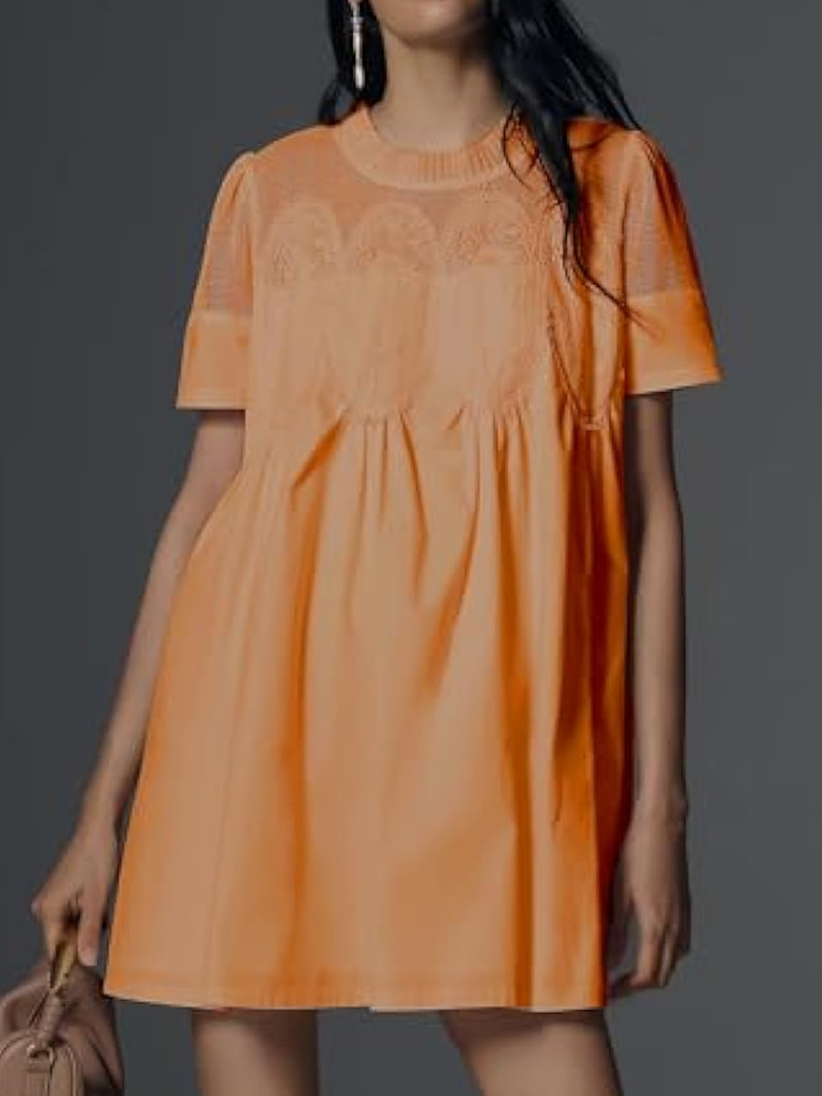 Lace Cut-out Crew Neck Mini Dress