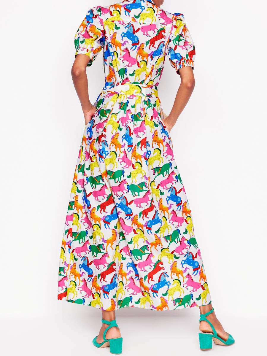 Printed Short Sleeve Midi Dress