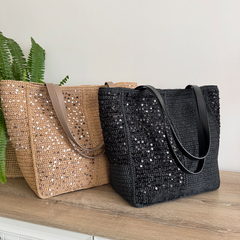 Sequined Woven Large Capacity Casual Bag Underarm Bag