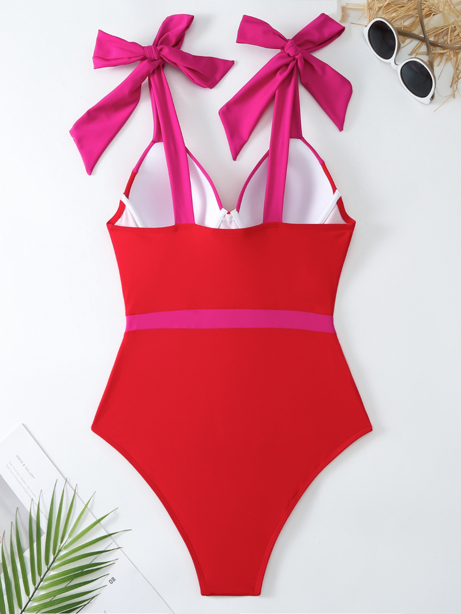 Bohemian Style Triangle Solid Color Wrap Dress Swimsuit