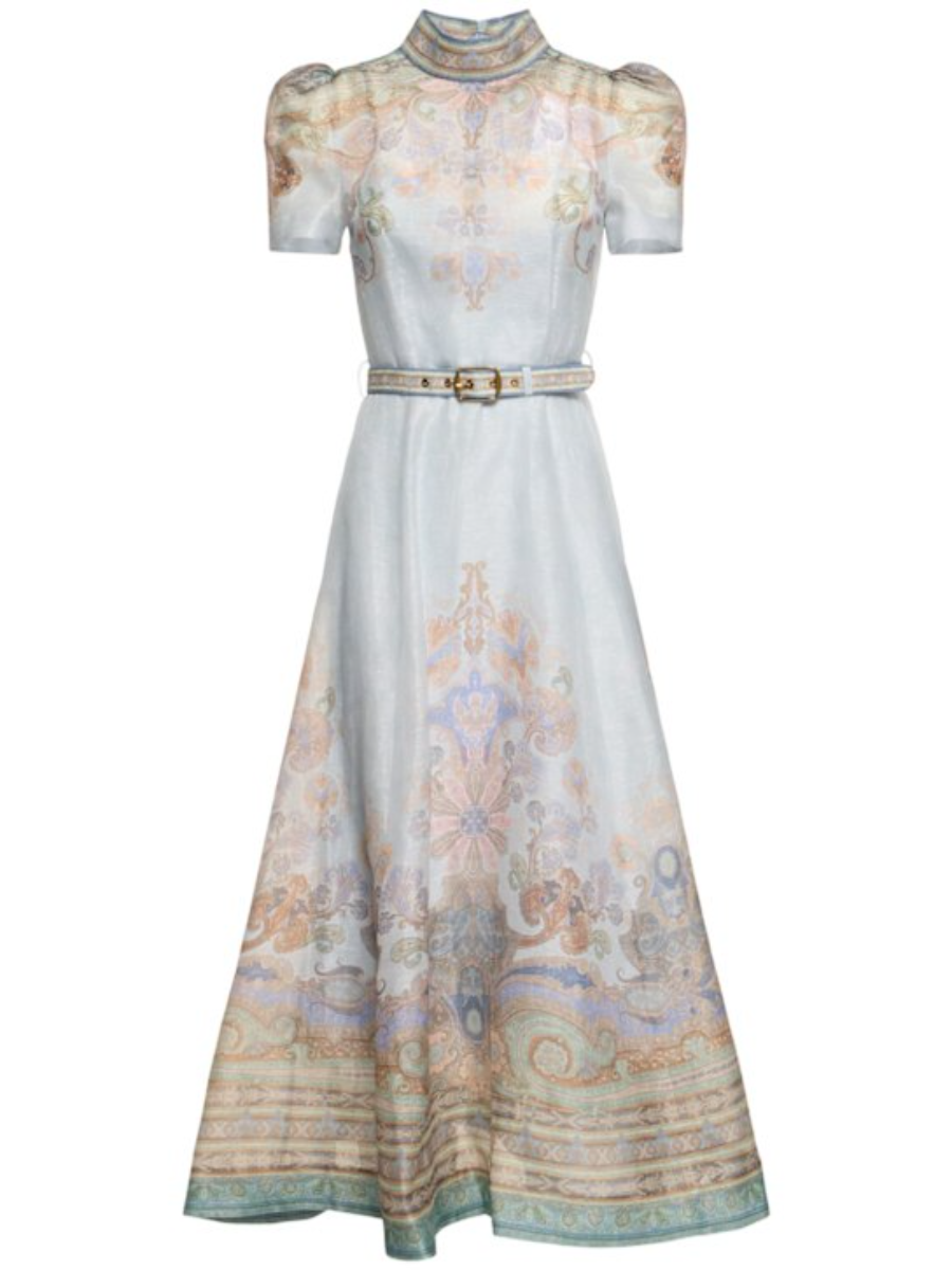 Linen and Silk Organza Midi Dress