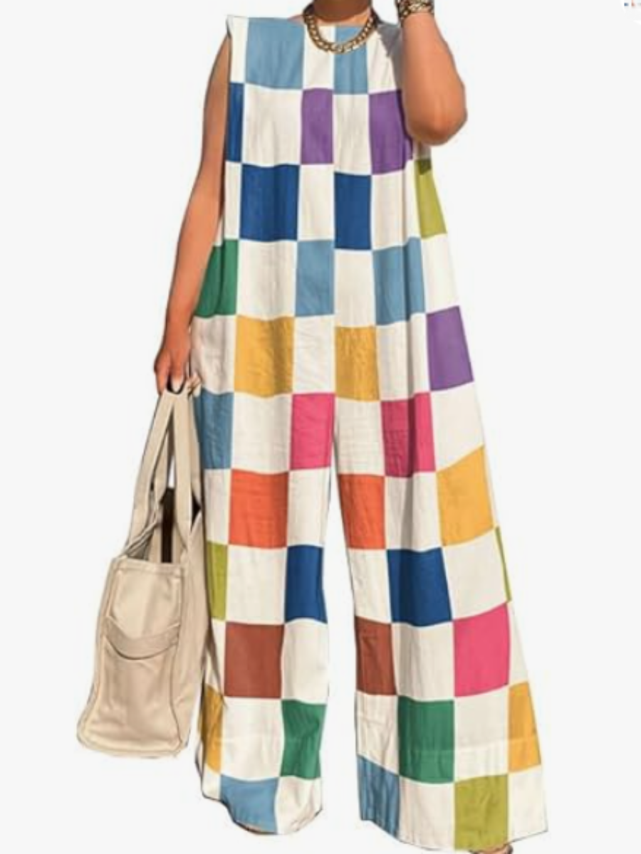 Colorful Check Jumpsuit
