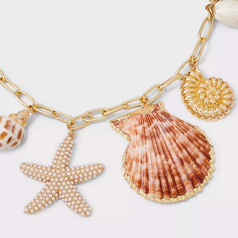 Fashion Beach Shell Starfish Sea Shell Necklace Earrings