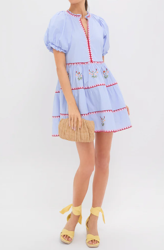 Pinstripe Blue Short Dress