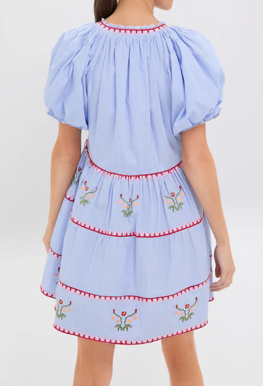 Pinstripe Blue Short Dress