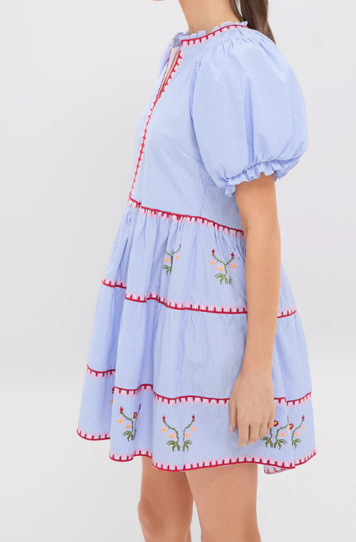 Pinstripe Blue Short Dress