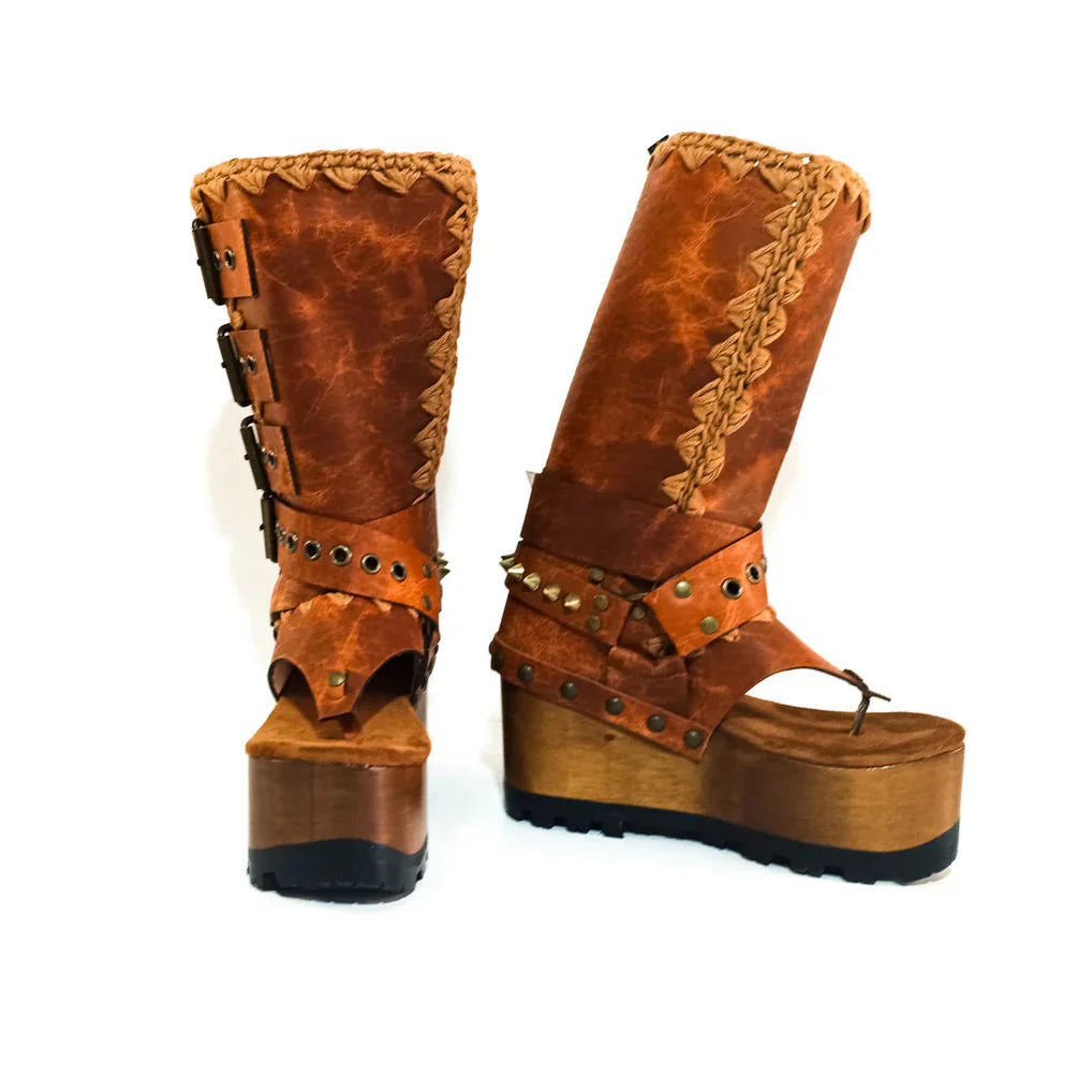 ļ¼Free shippingš„ for a limited timeļ¼Vintage Punk Platform Open - Toe Boots