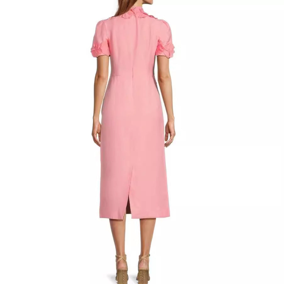 Cubic Flower Hip Wrap Dress
