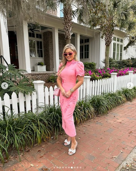 Cubic Flower Hip Wrap Dress