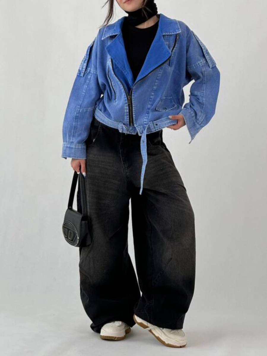 Zip Denim Coat