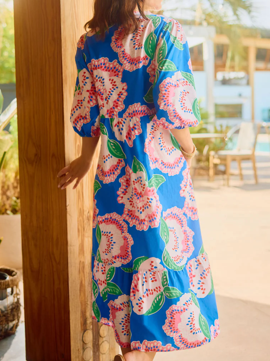 Petal Print Silhouette Dress