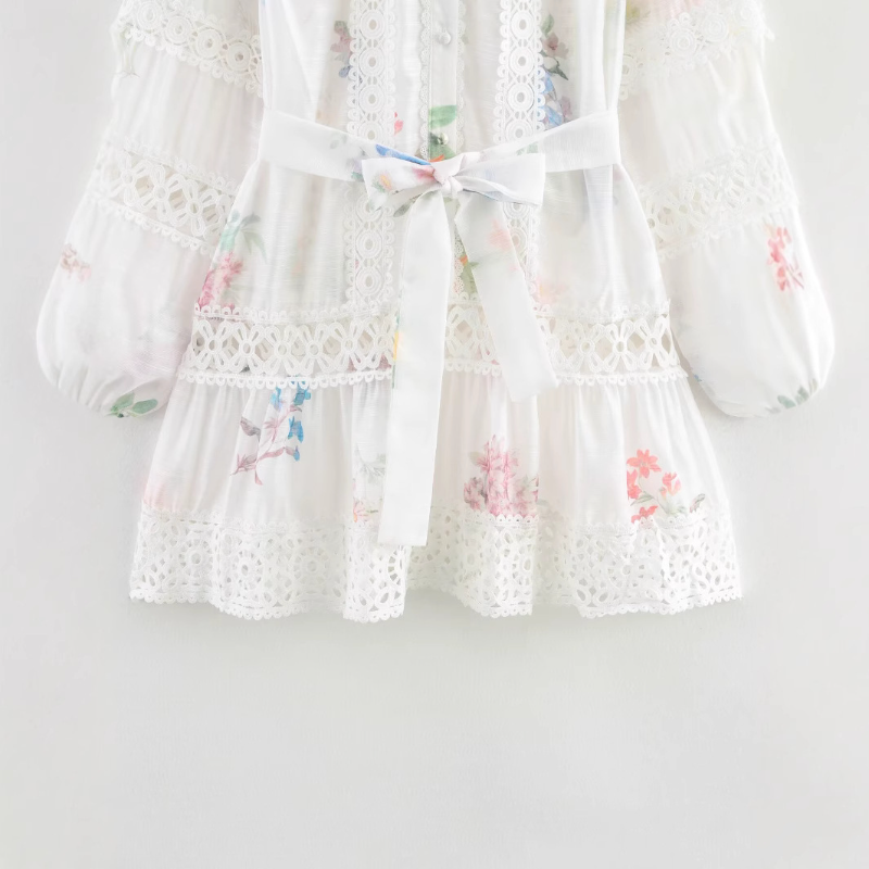 Lace Patchwork Printed Dress