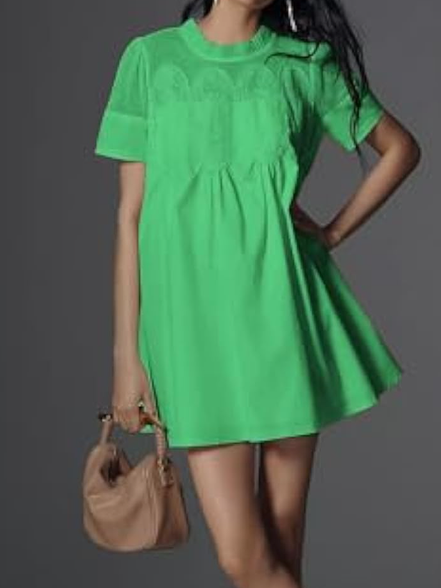 Lace Cut-out Crew Neck Mini Dress