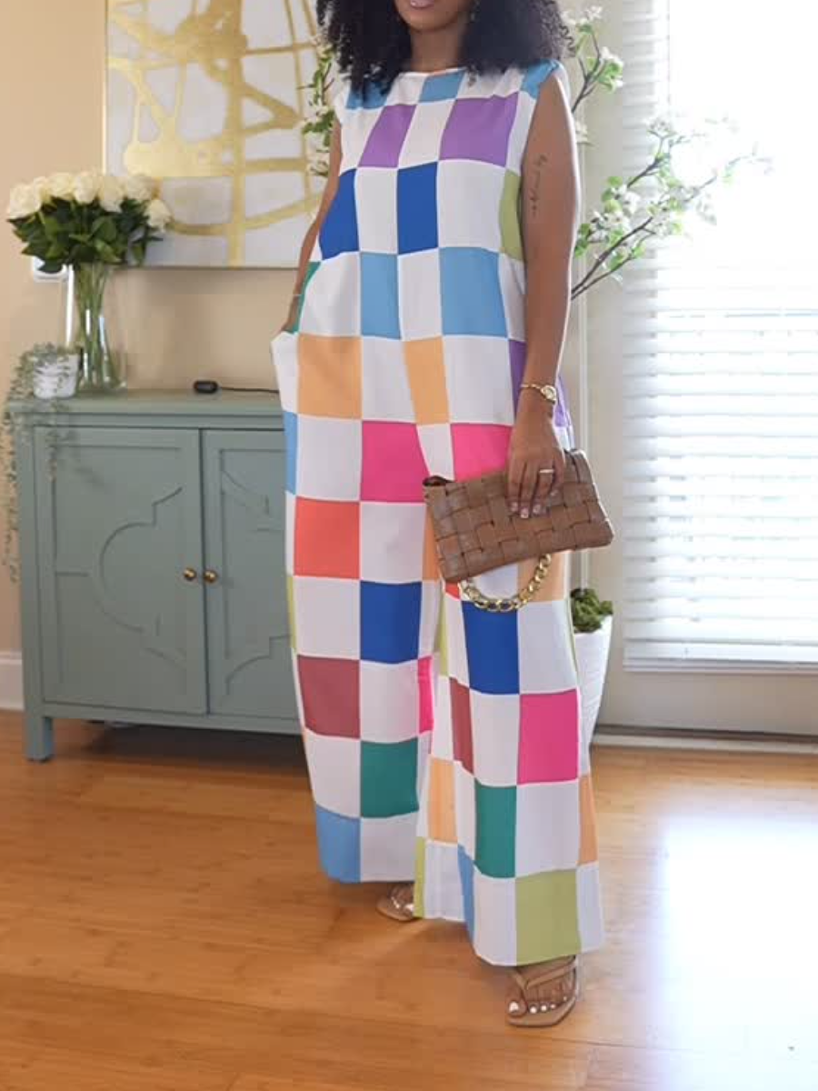 Colorful Check Jumpsuit