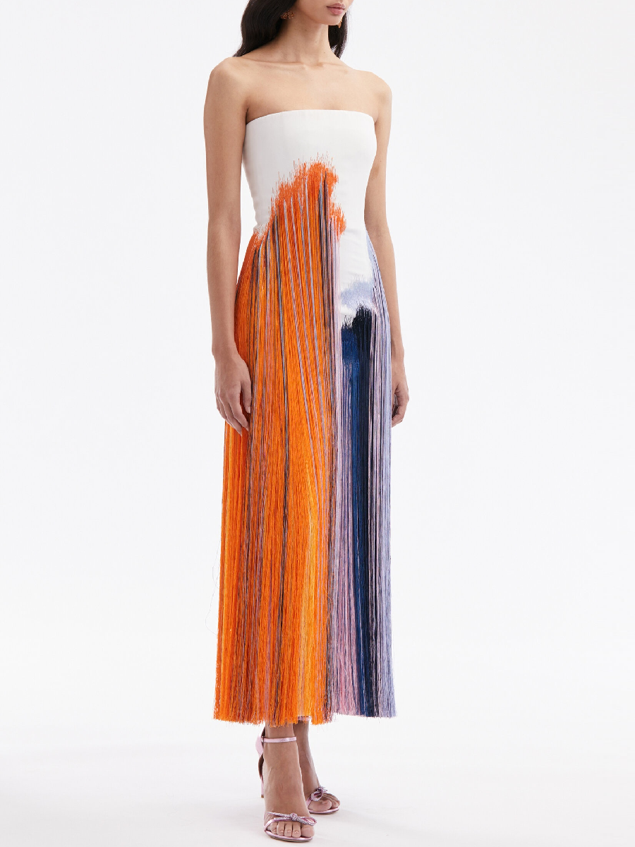 Colorblock Stylish Tassels Dress