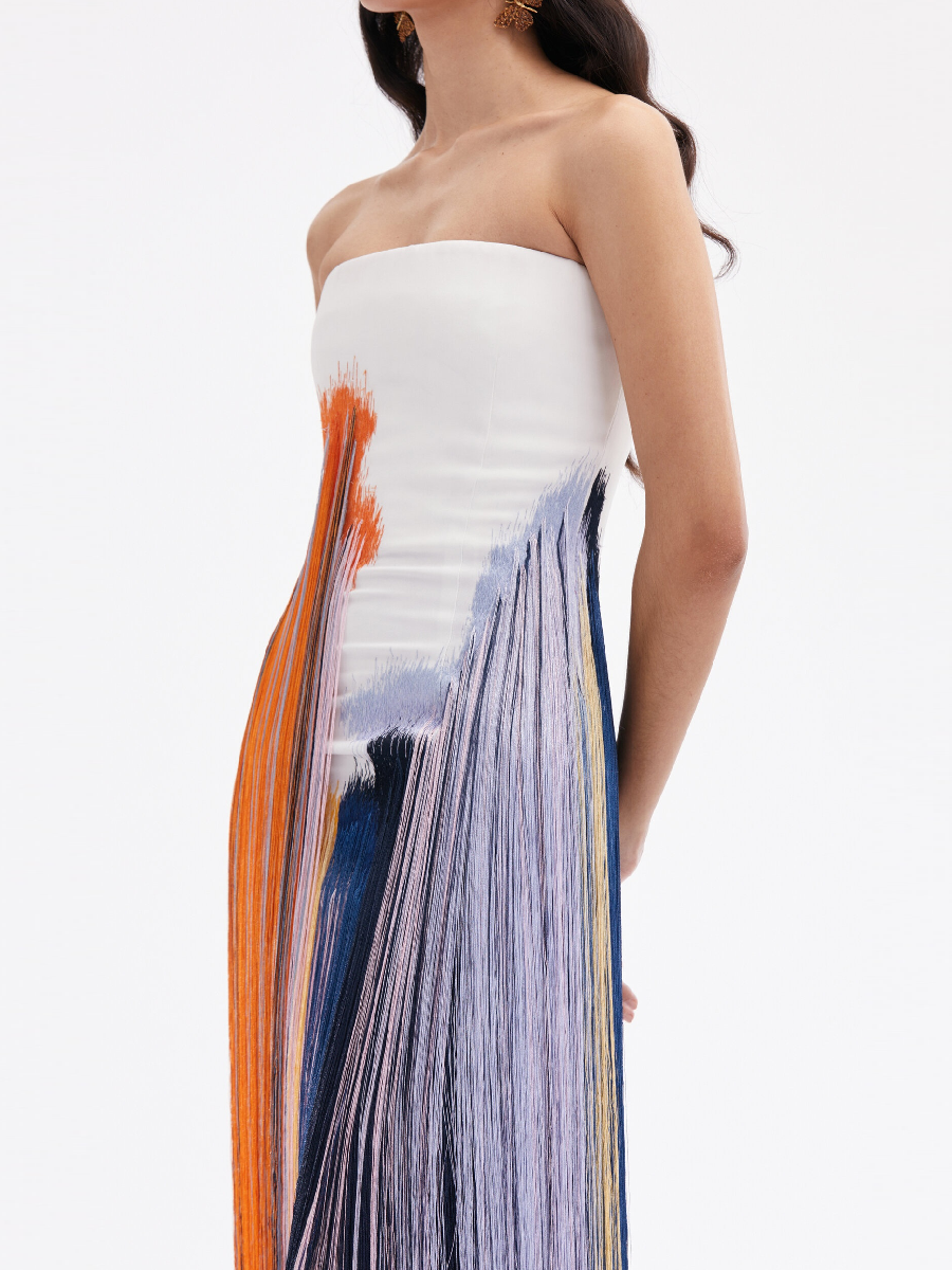 Colorblock Stylish Tassels Dress