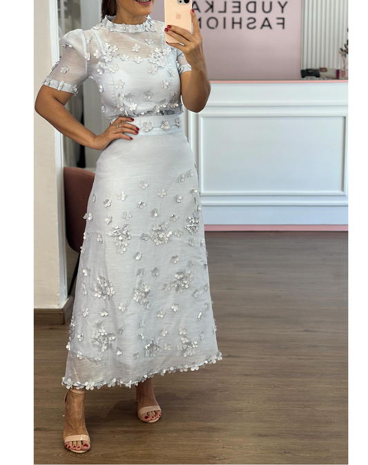 Stereo Flower Organza Suit