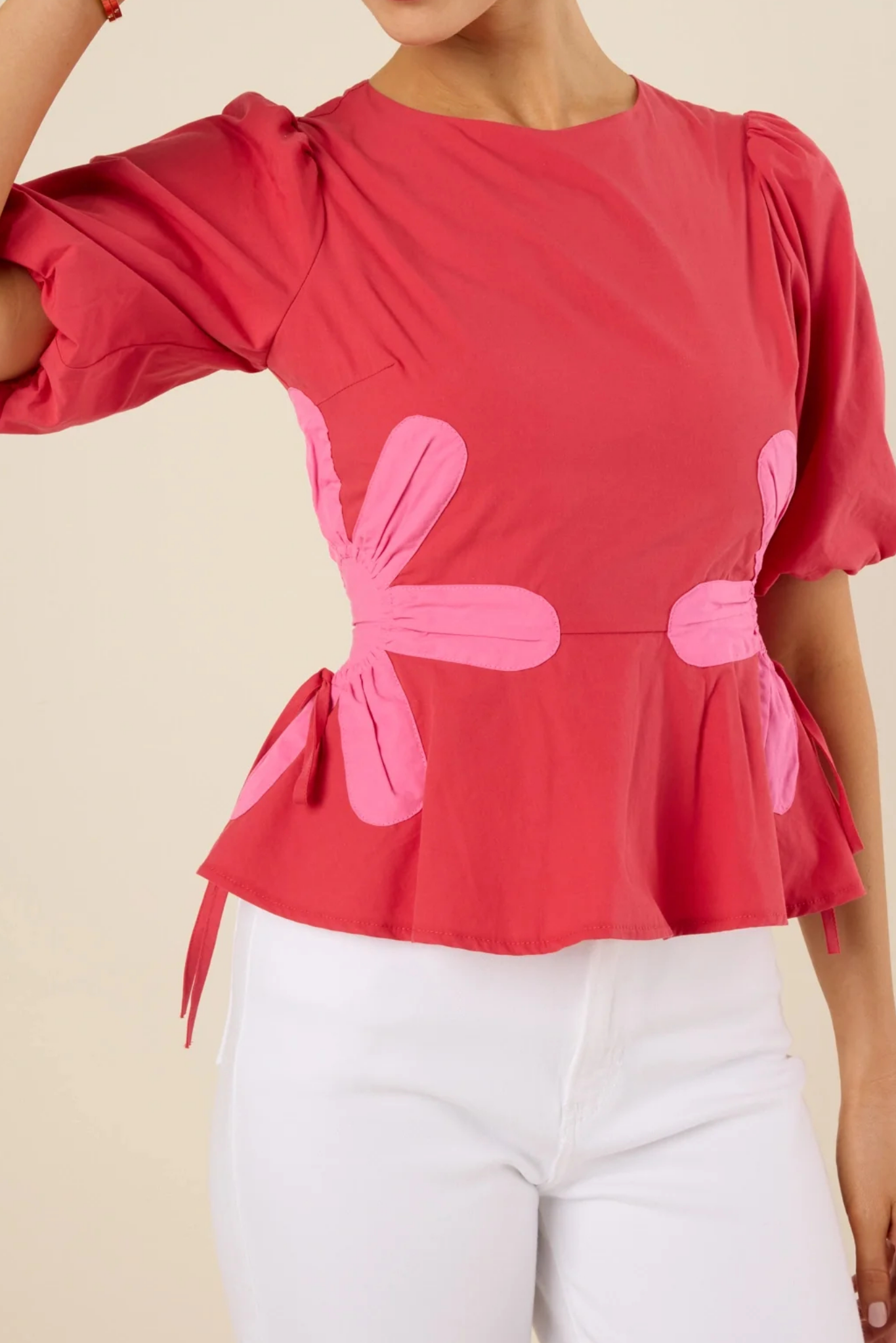 Bubble Sleeve Floral Top