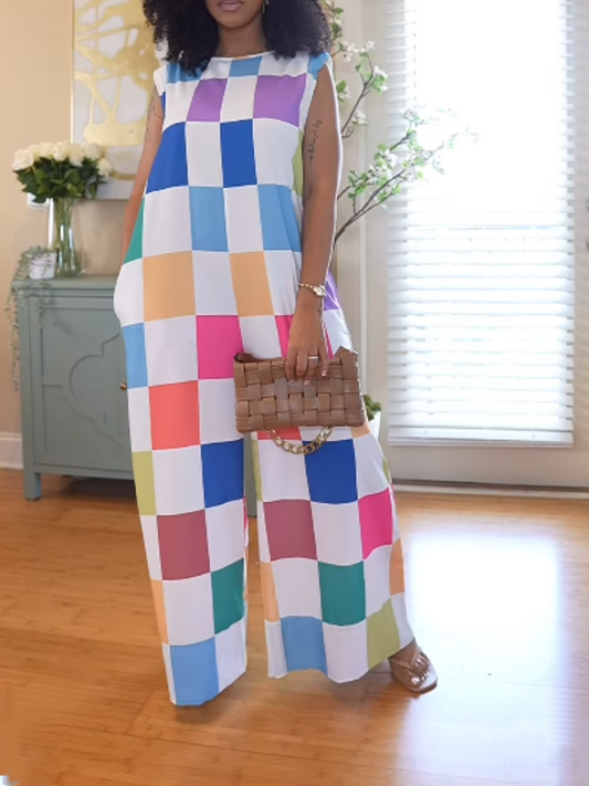 Colorful Check Jumpsuit