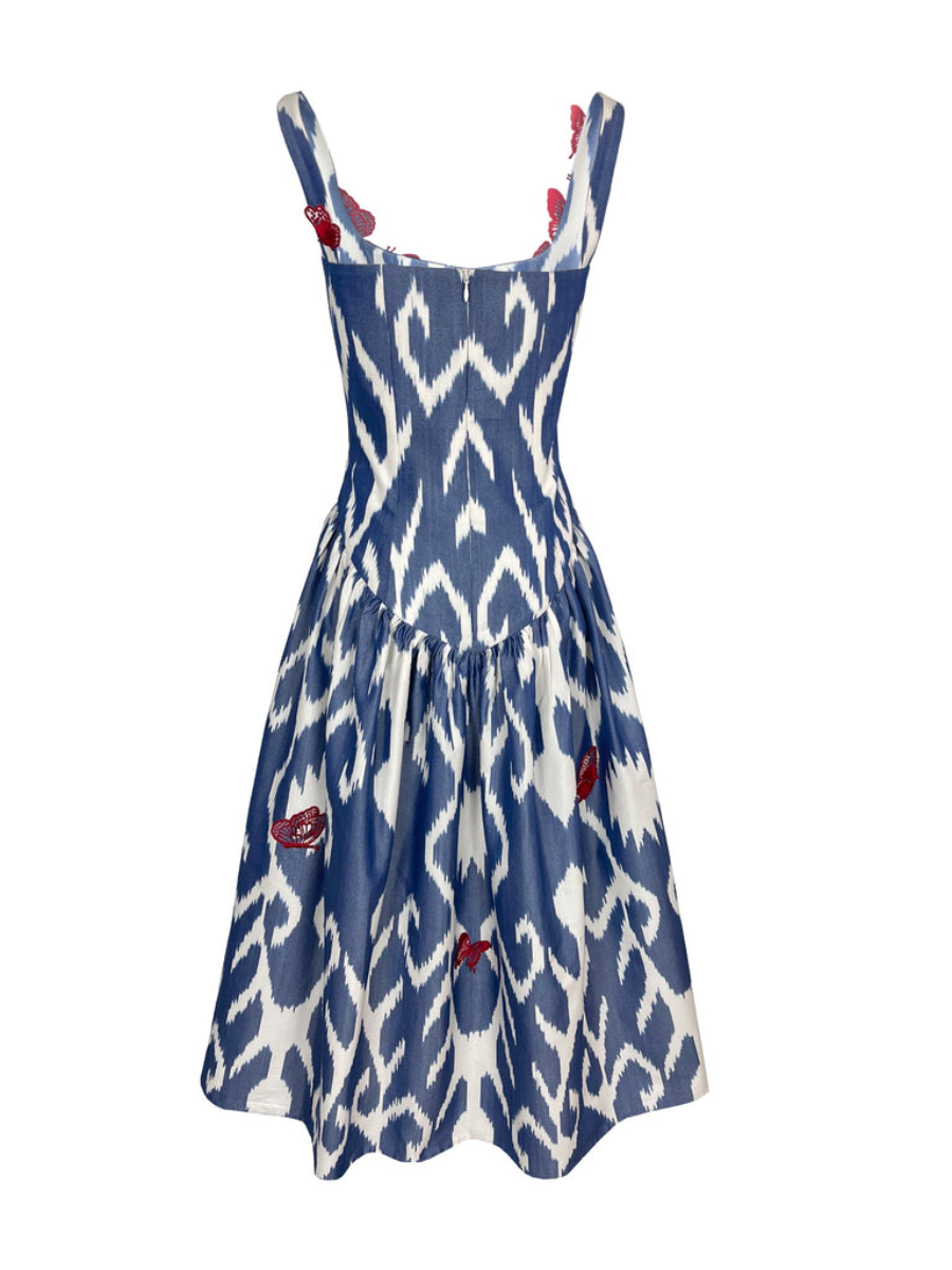 Three-dimensional Butterfly Decorative Printed Sling Dress