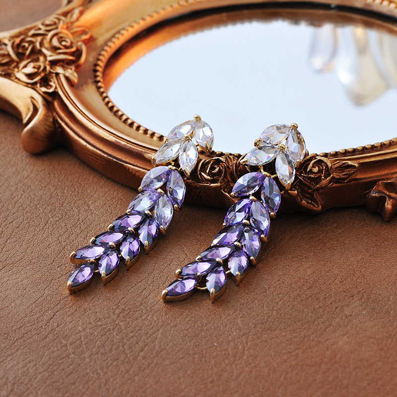 Wheat Fringe Tassel Color Purple Gradient Earrings