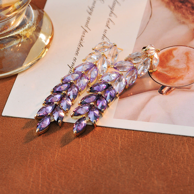 Wheat Fringe Tassel Color Purple Gradient Earrings