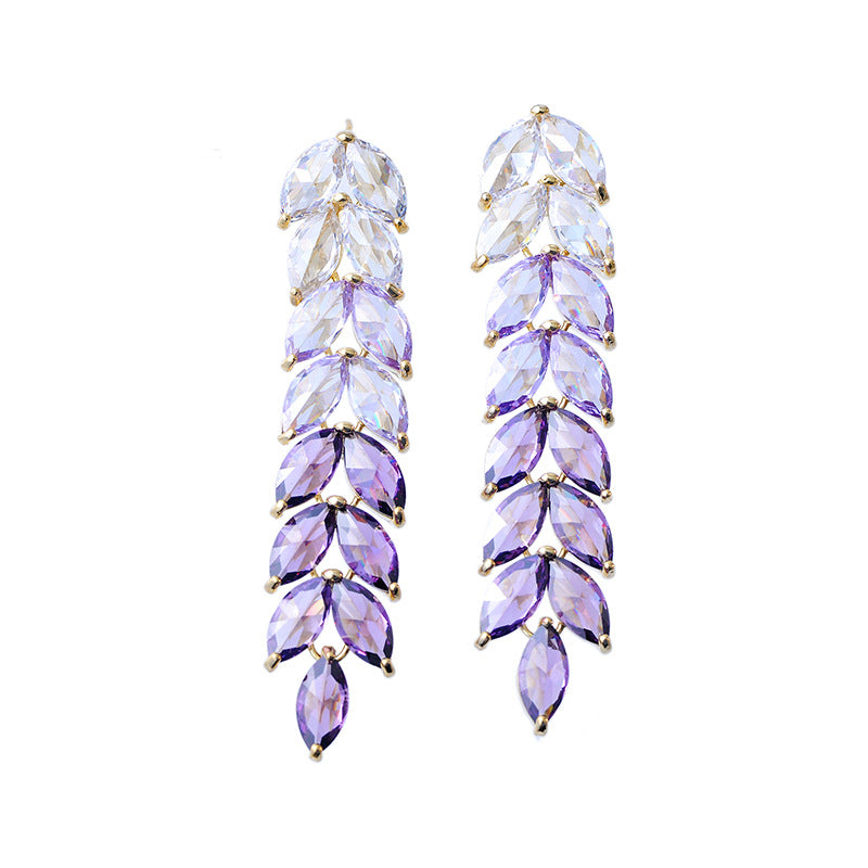 Wheat Fringe Tassel Color Purple Gradient Earrings