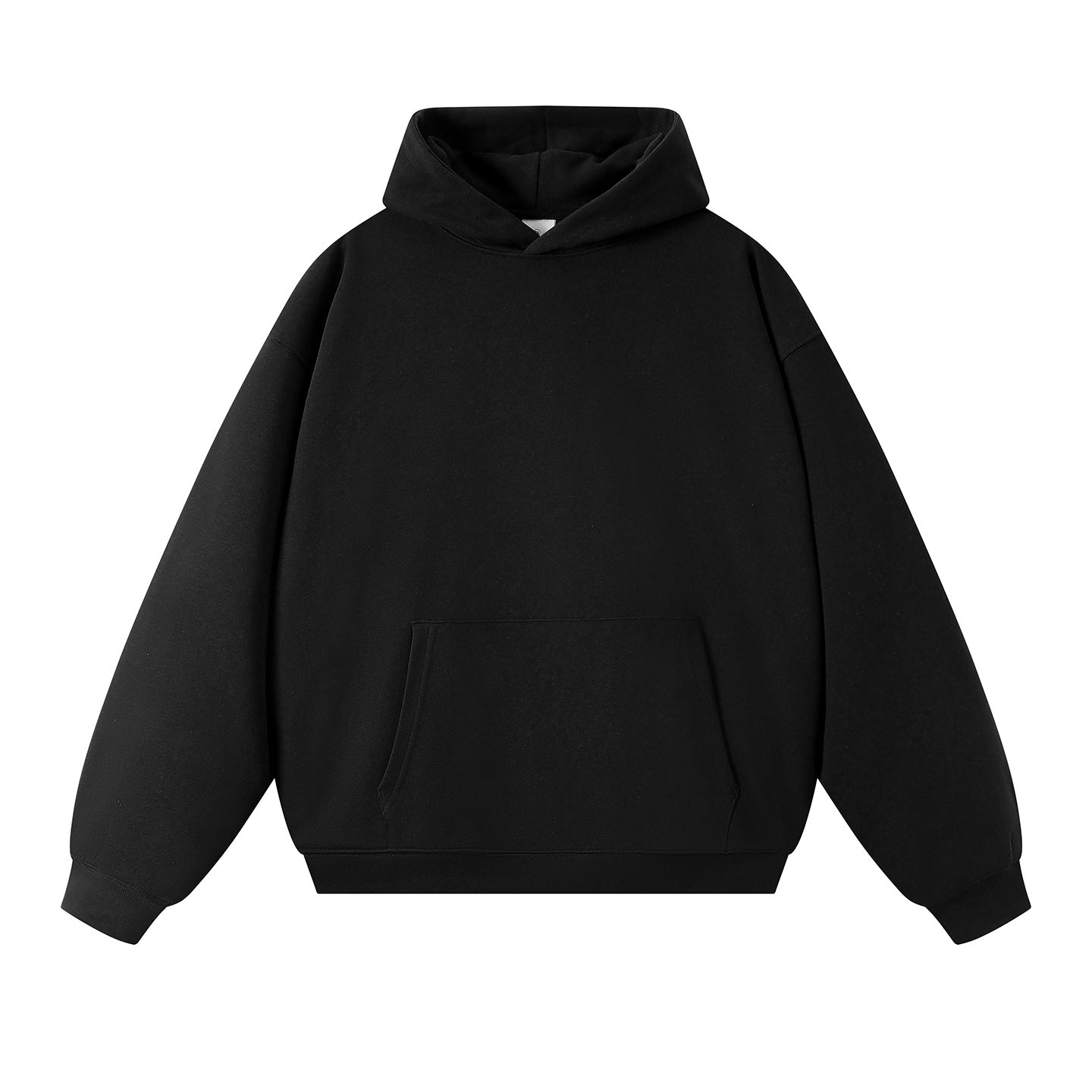 Lauweion Women Solid Basic Fleece Letter Loose Hoodie Sweatshirt Long Sleeve Kangaroo Pocket Drop Shoulder Pullovers Top