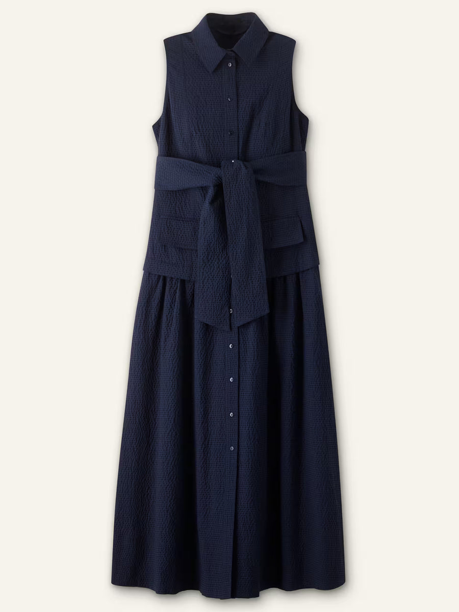 Sleeveless Waist Tie Maxi Dress