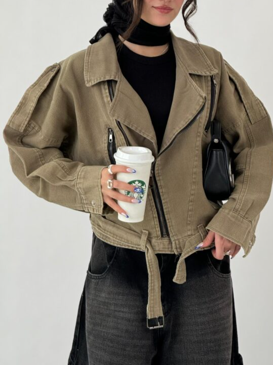 Zip Denim Coat