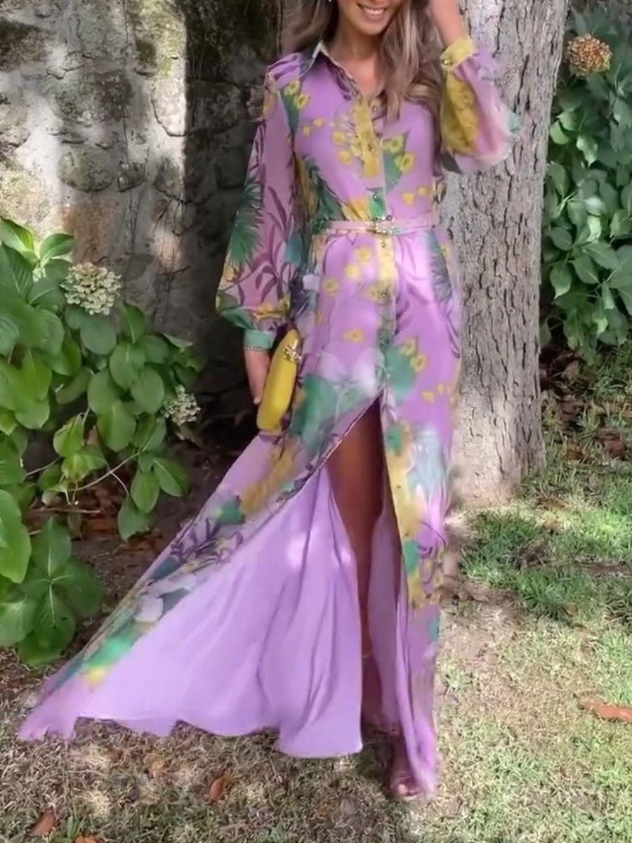 (⏰New Arrivals Promotion $20 OFF)  Lilac Floral Maxi Dress